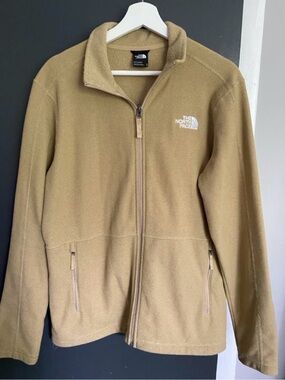 The North Face Men's Tan Full-Zip Fleece Jacket with Logo